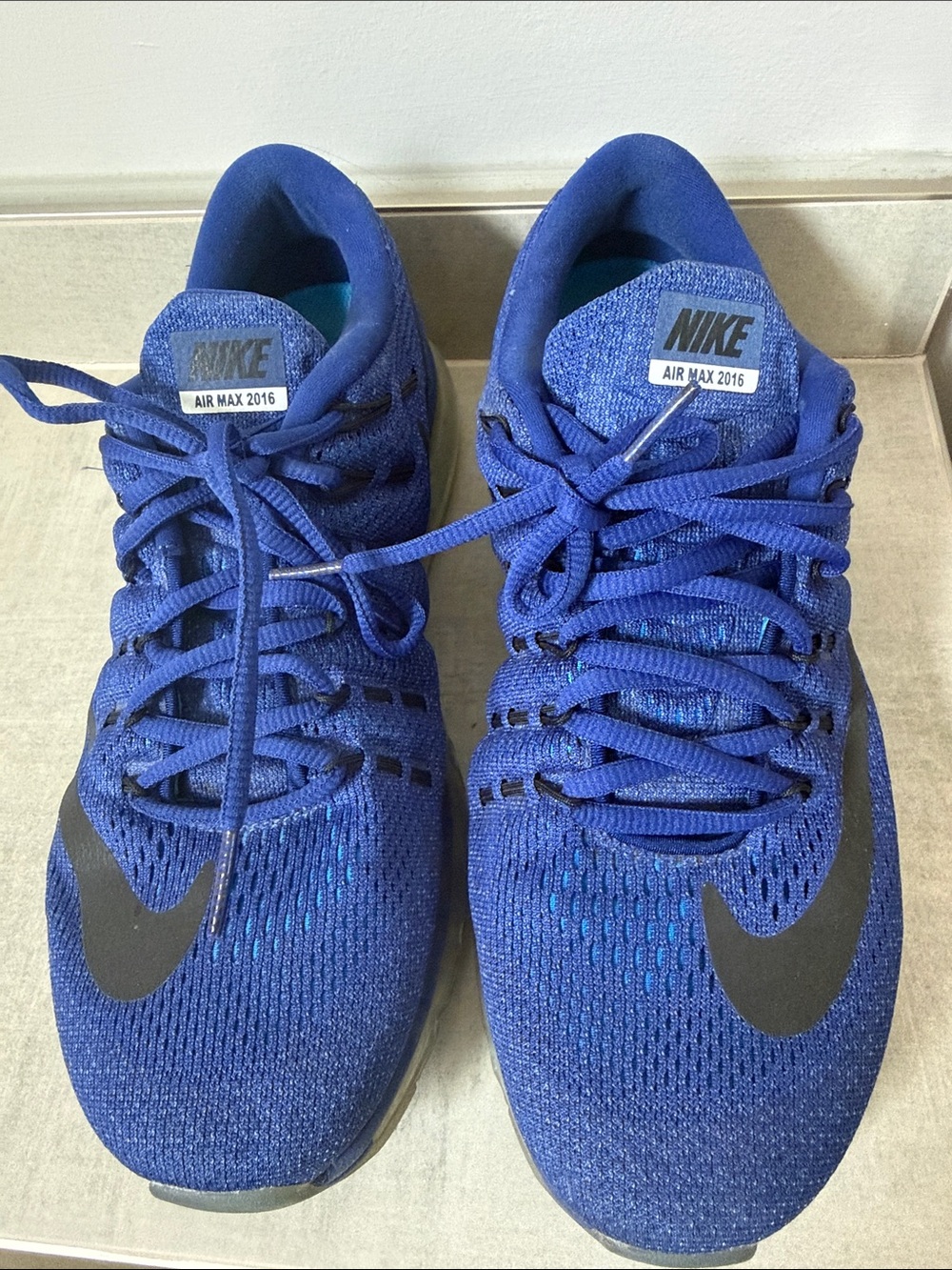 Nike Air Max 2016 Men's Athletic Shoes in Blue with Black Swoosh